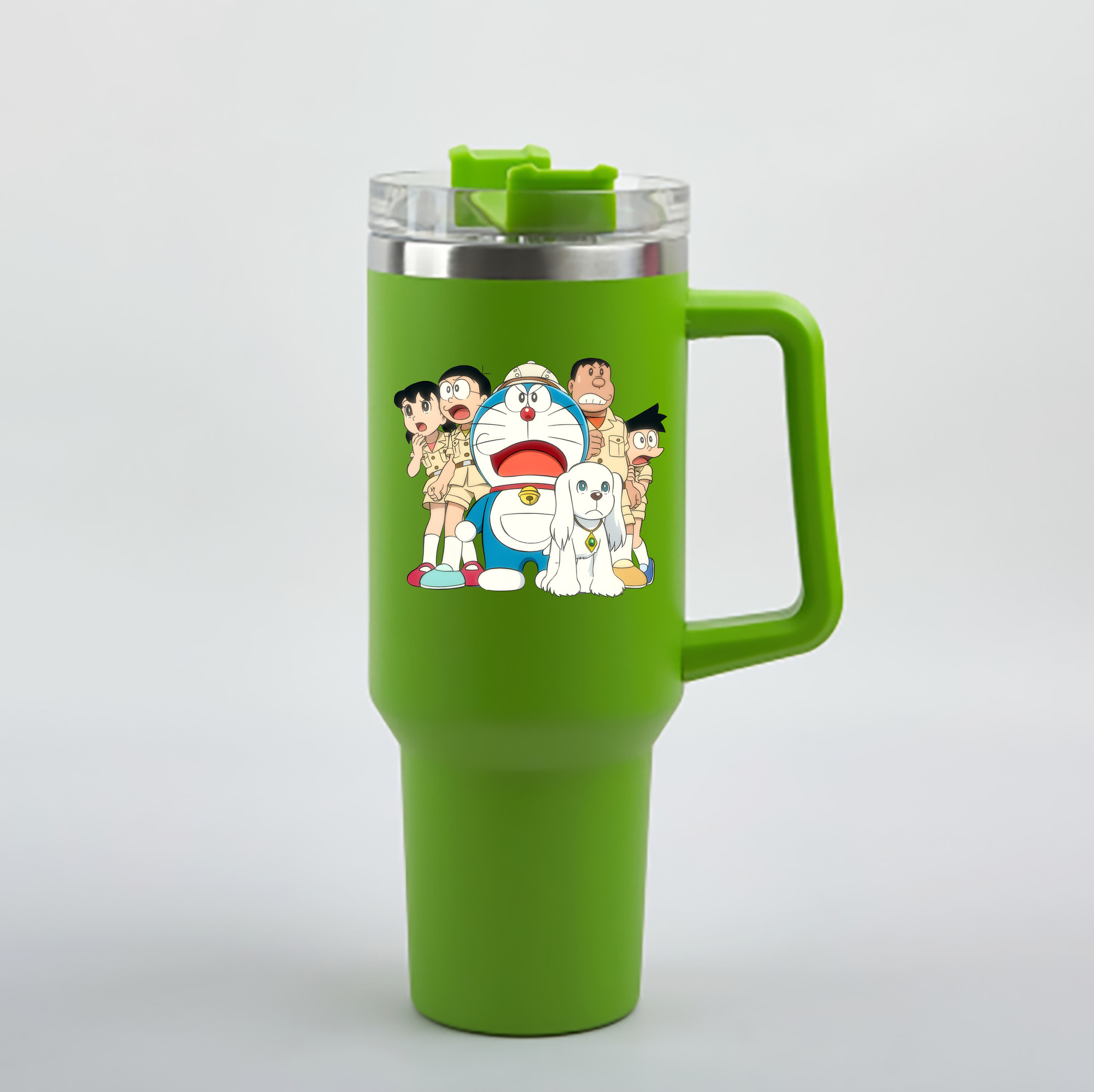 （画像用） ドラえもん Doraemon 1200mL車用タンブラー - クリスタルステッカー（プラスチックストロー付き）